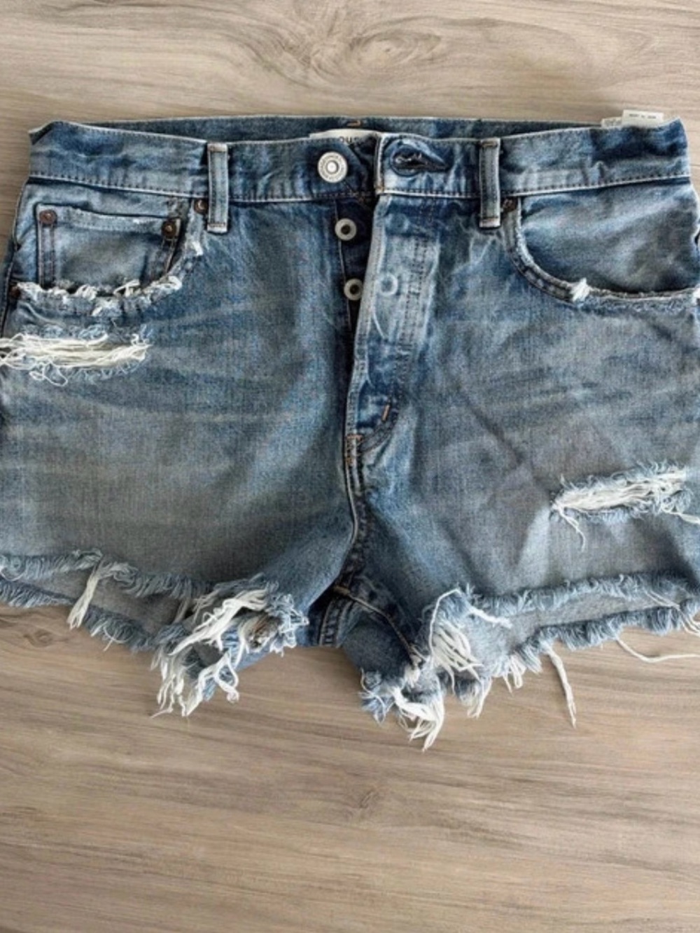 Moussy Vintage Distressed Light Blue Denim Cutoff Shorts
